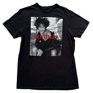 Whitney Houston Graphic T-Shirt Black Short Sleeve 100% Cotton Medium
